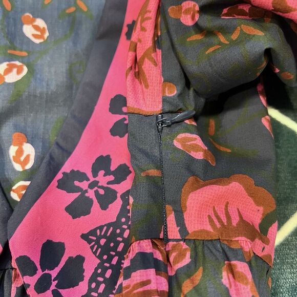 Farm Rio x Anthropologie Puff-Sleeve V Neck Midi Dress Size Small Floral New - Picture 11 of 14